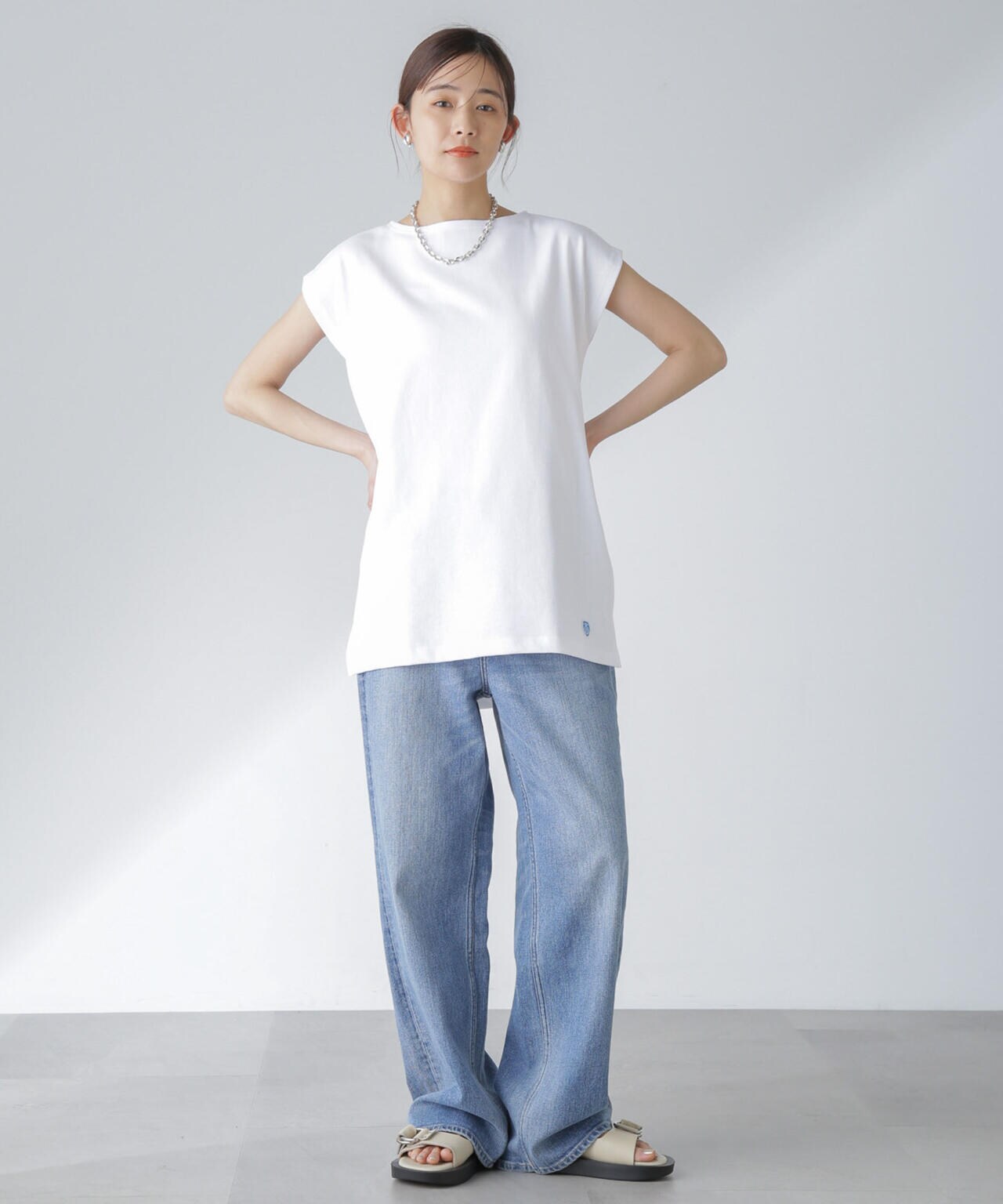 ORCIVAL/ロングスリット スリーブレス ボートネック PO 6714124035