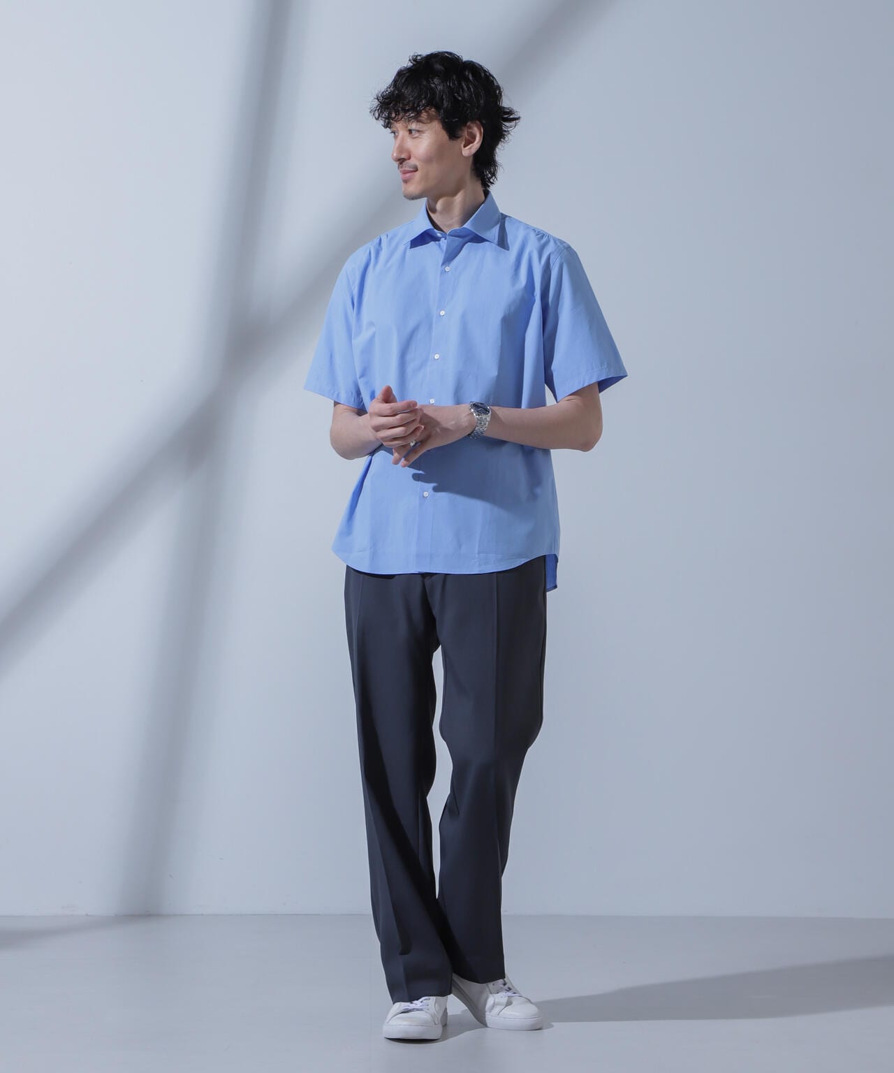 「N SHIRTS」AntiSoaked(R)汗染み防止セミワイドカラーシャツ半袖 6684121208