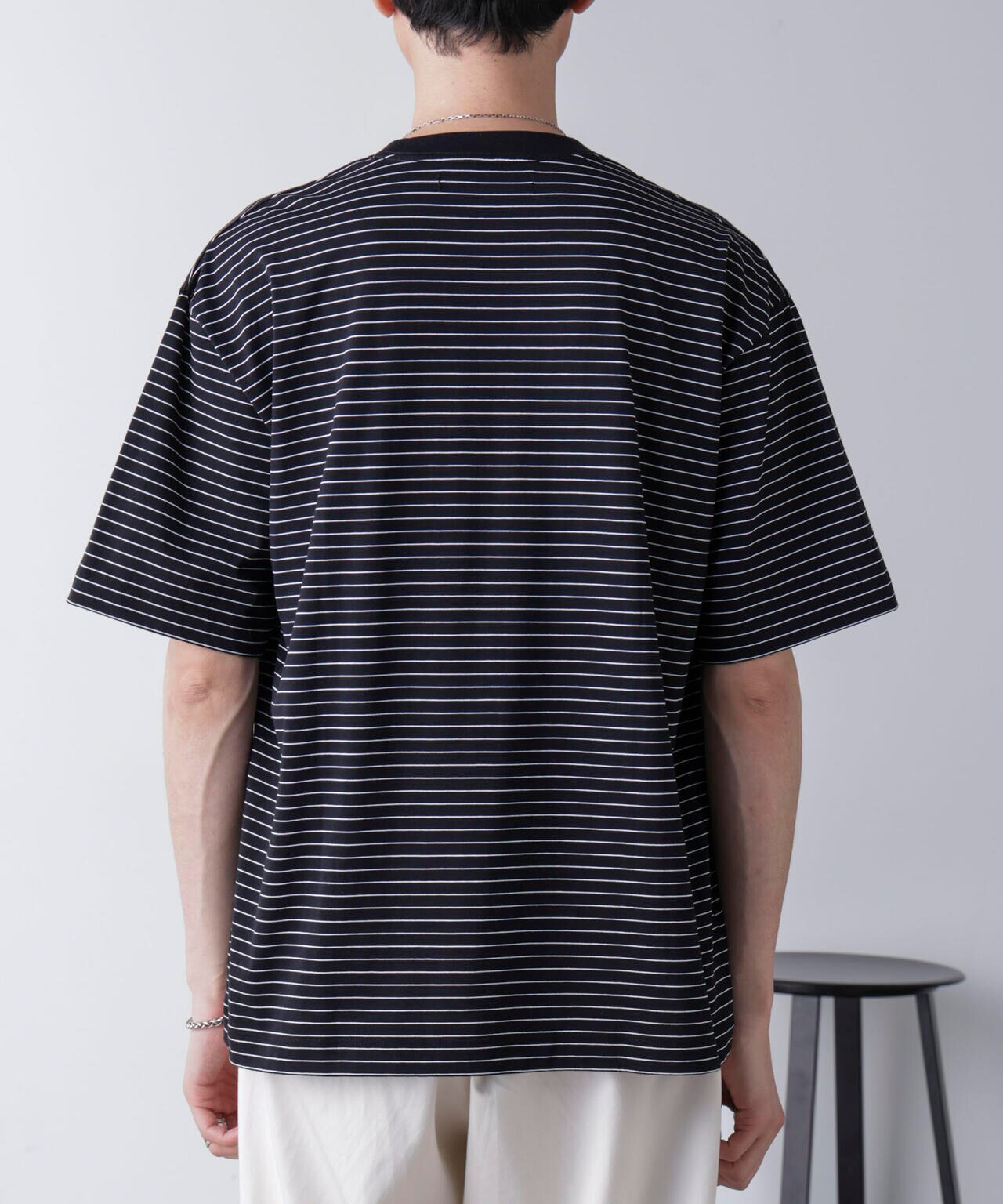 ピンボーダーバイオシルケットクルーネックTシャツ 6684224210
