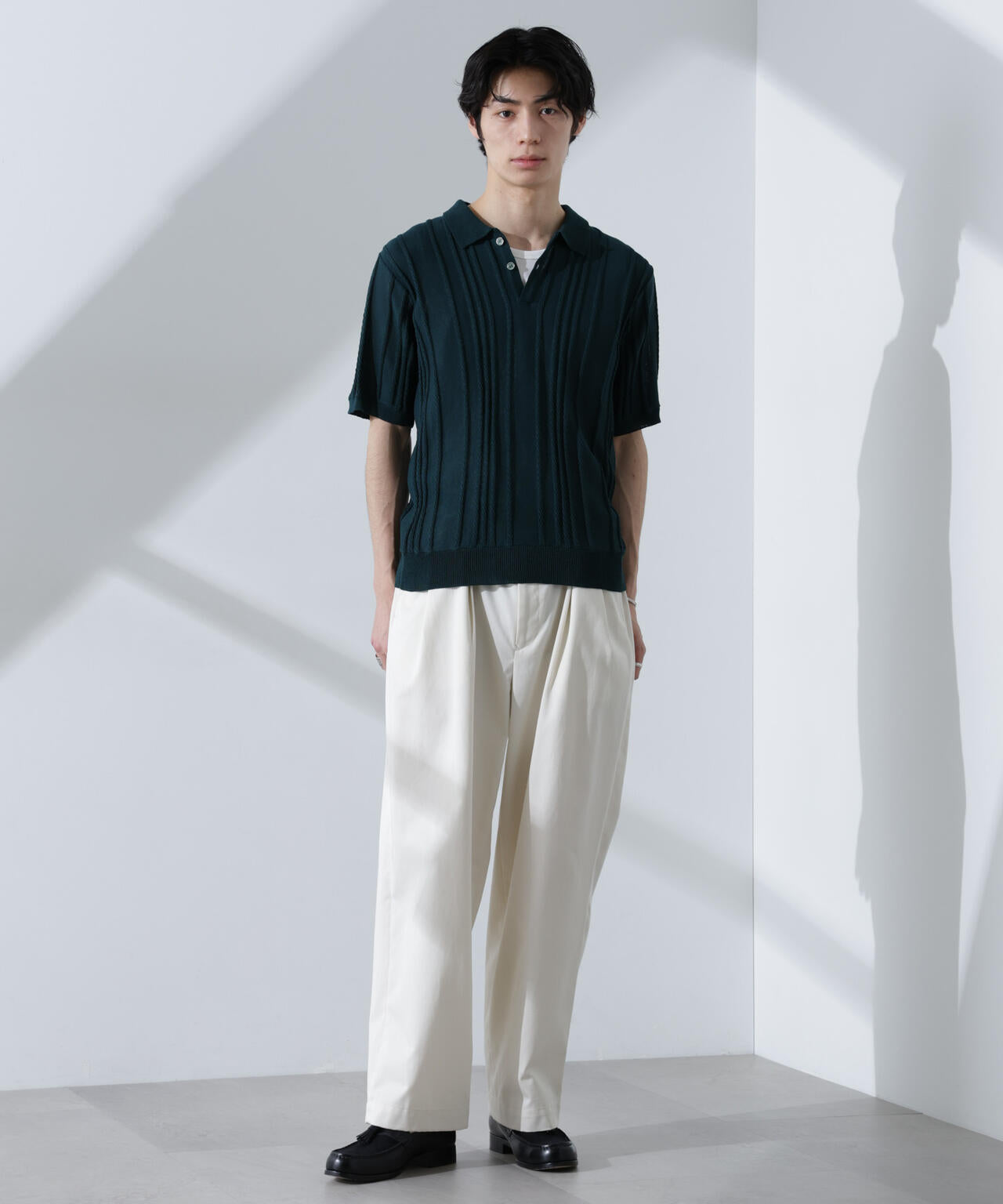 WEB限定/ストライプニットポロ 半袖 6725122203