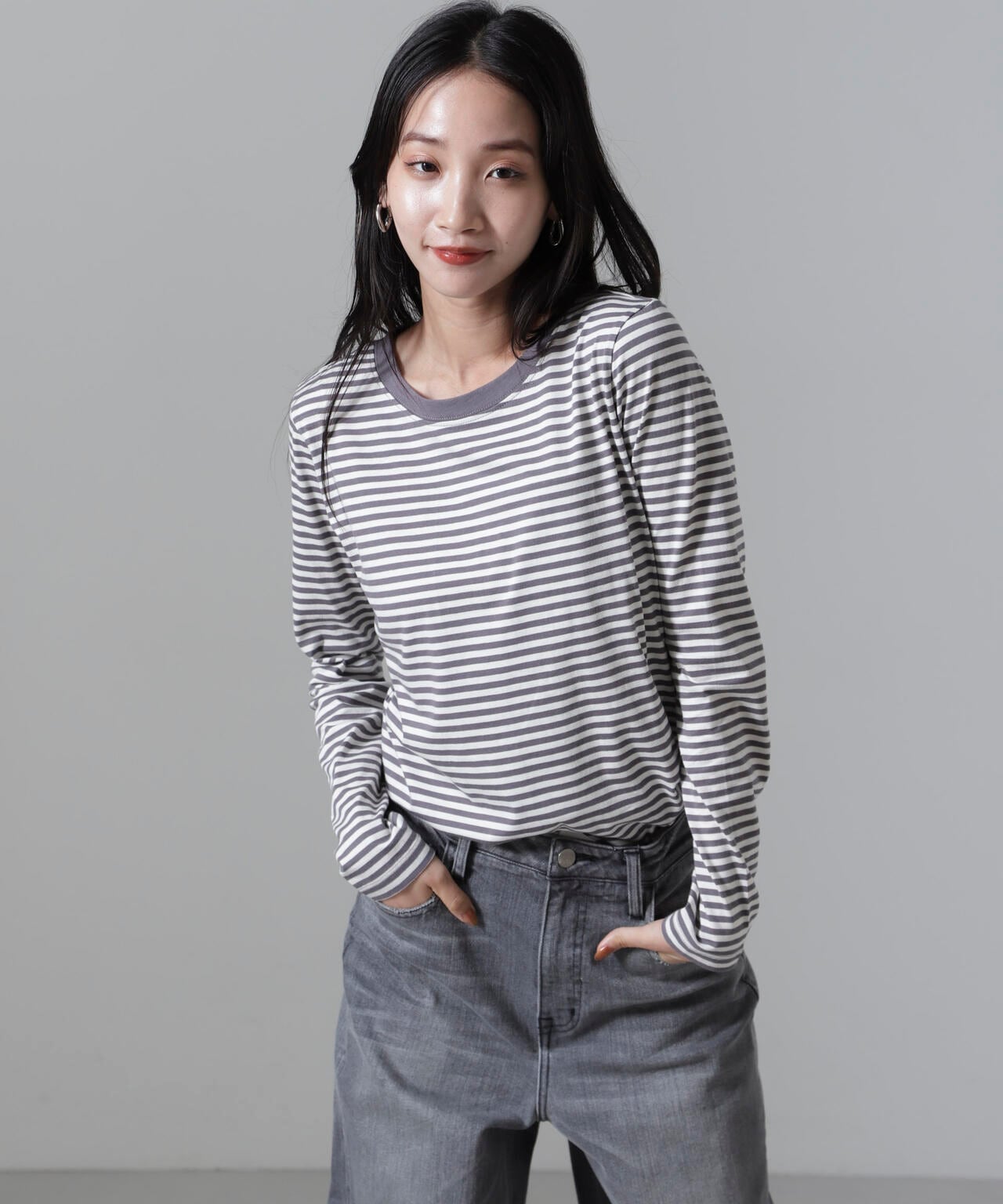ボーダーロングスリーブＴシャツ 6734223306