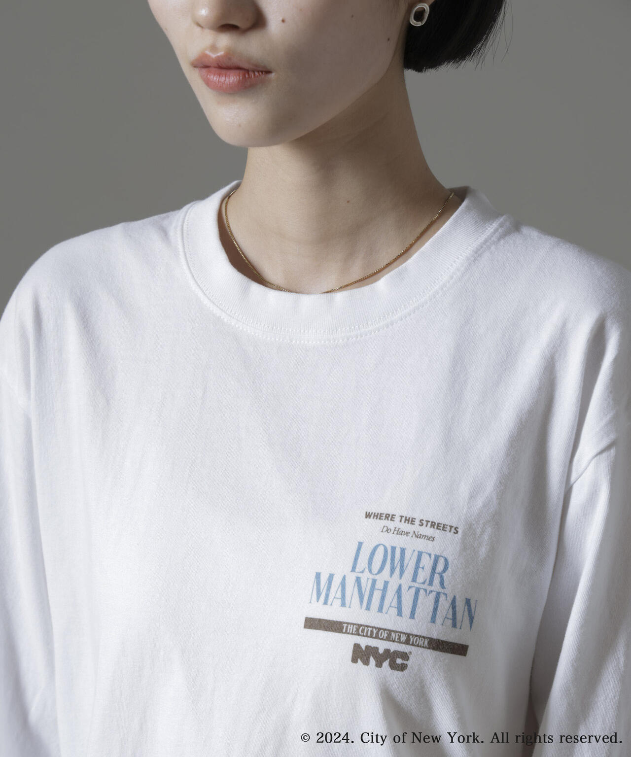 GOOD ROCK SPEED/NYC プリント ロングスリーブTシャツ ホワイト 6714223047