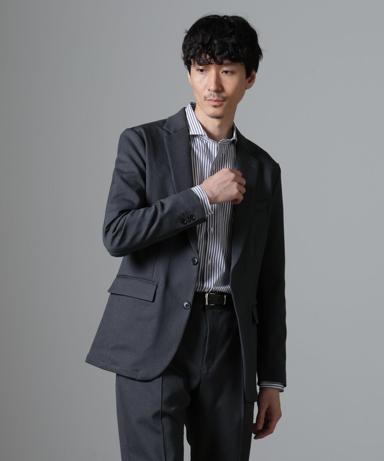N JACKET BASIC」CATINA(R)メランジ二重織 ツイル ストレッチ 