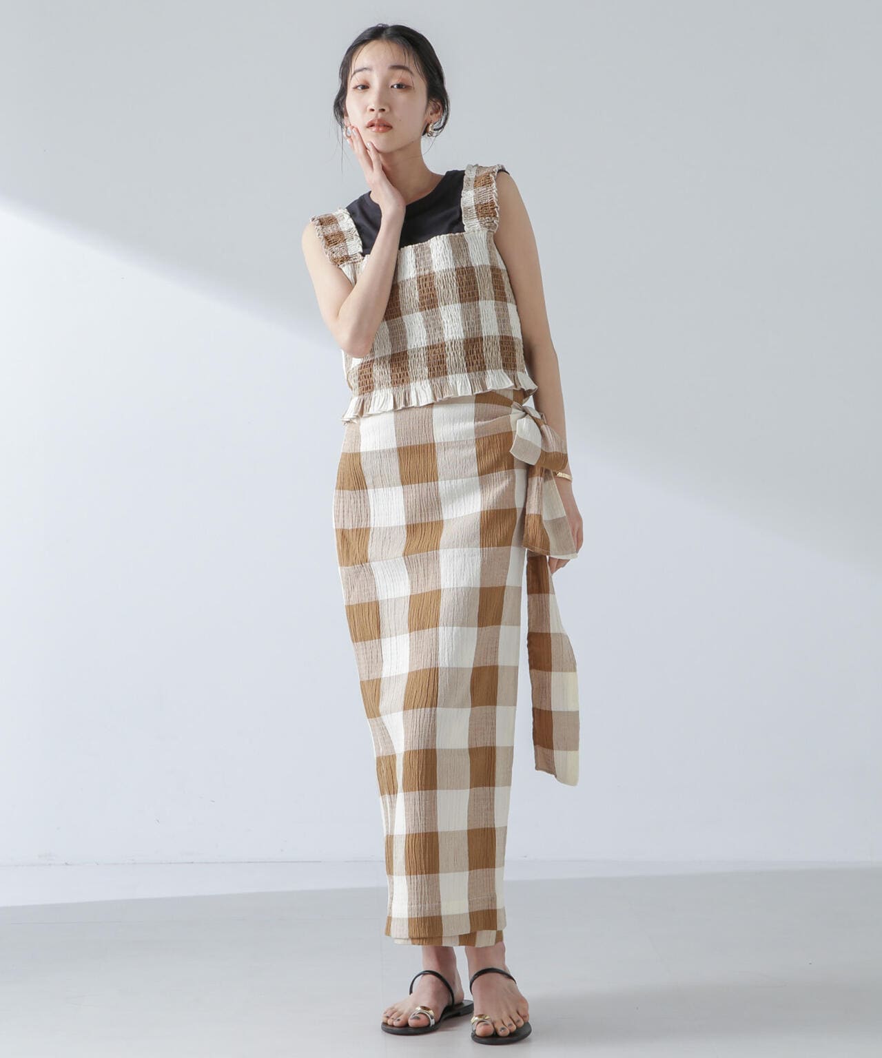 RITA ROW/Checkered pareo skirt 6714130010