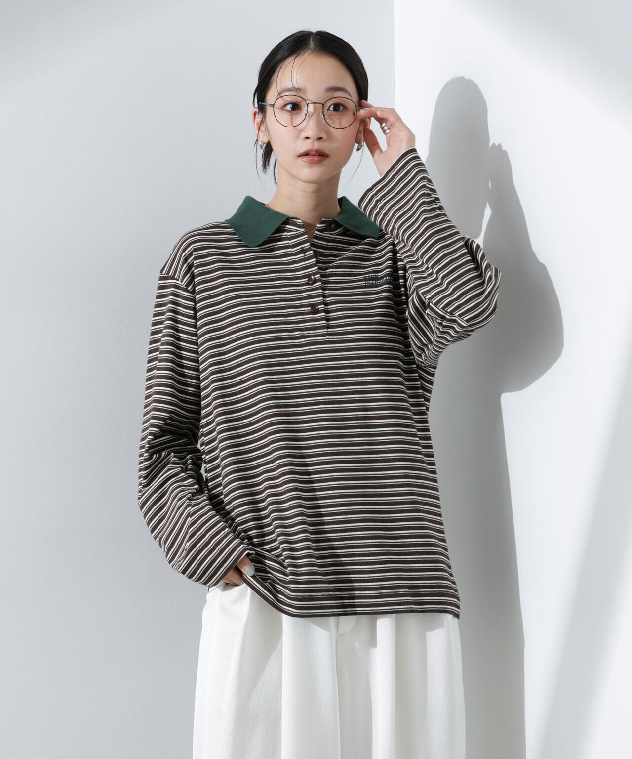 BAUM UND PFERDGARTEN/JEANNI Brown Polo Stripe 6715123087