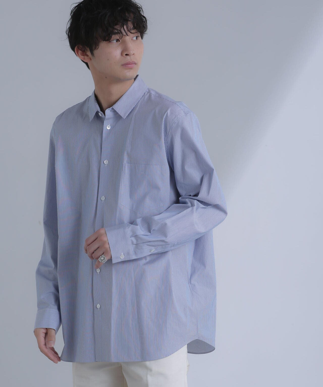 ATON / GIZA STRIPE STANDARD SHIRT