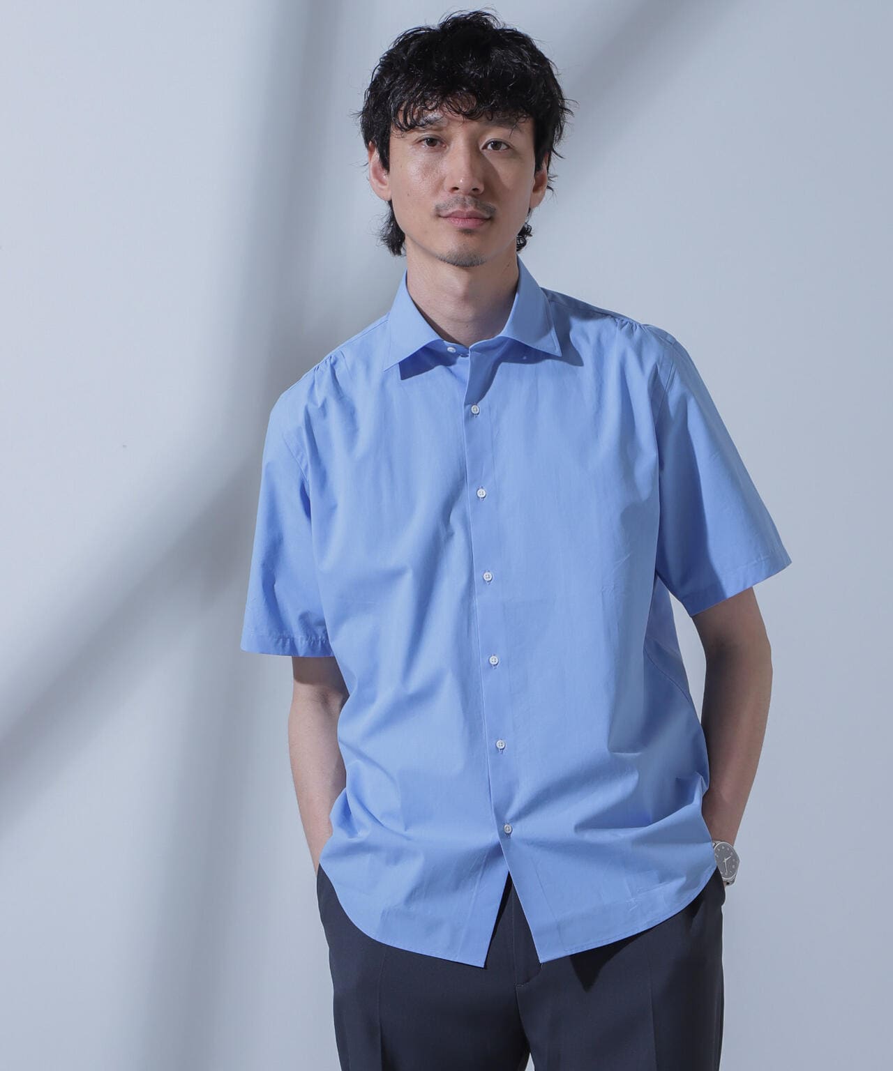 「N SHIRTS」AntiSoaked(R)汗染み防止セミワイドカラーシャツ半袖 6684121208