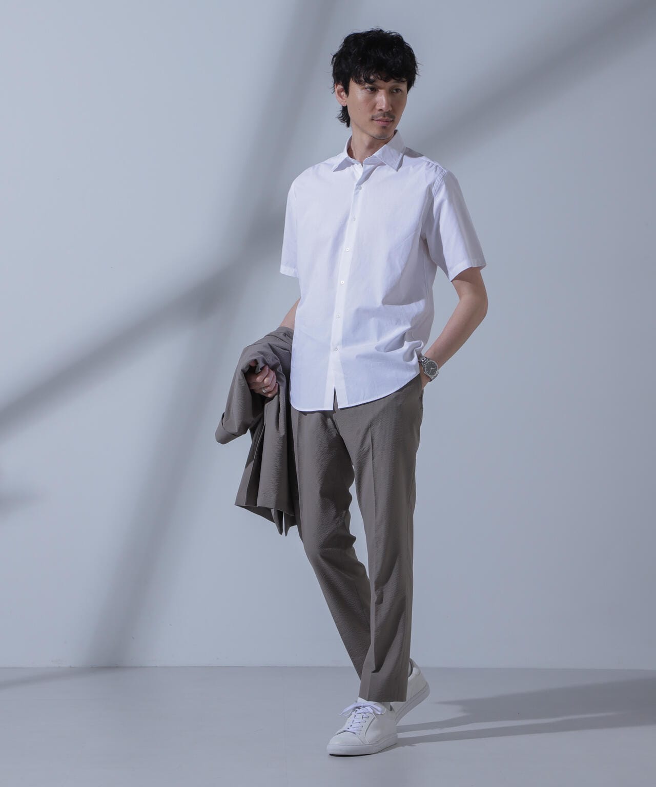 「N SHIRTS」AntiSoaked(R)汗染み防止セミワイドカラーシャツ半袖 6684121208