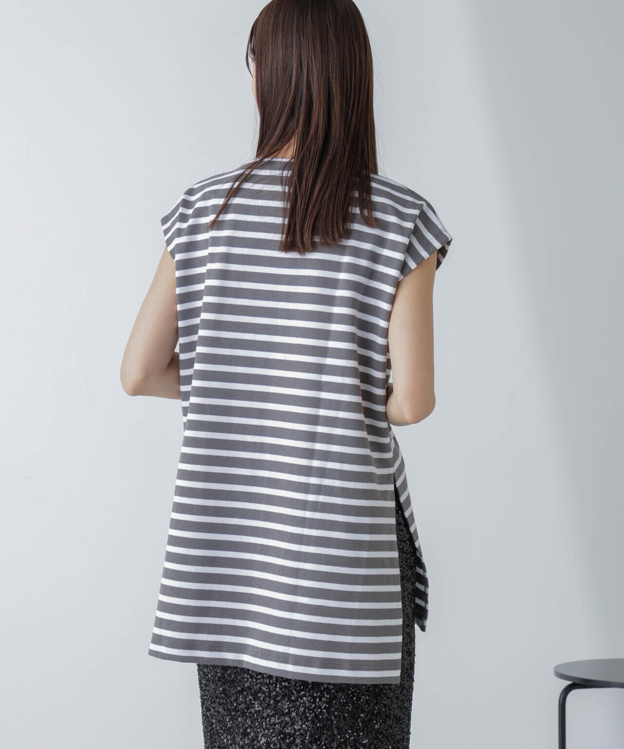 ORCIVAL/ロングスリット スリーブレス ボートネック PO 6714124035