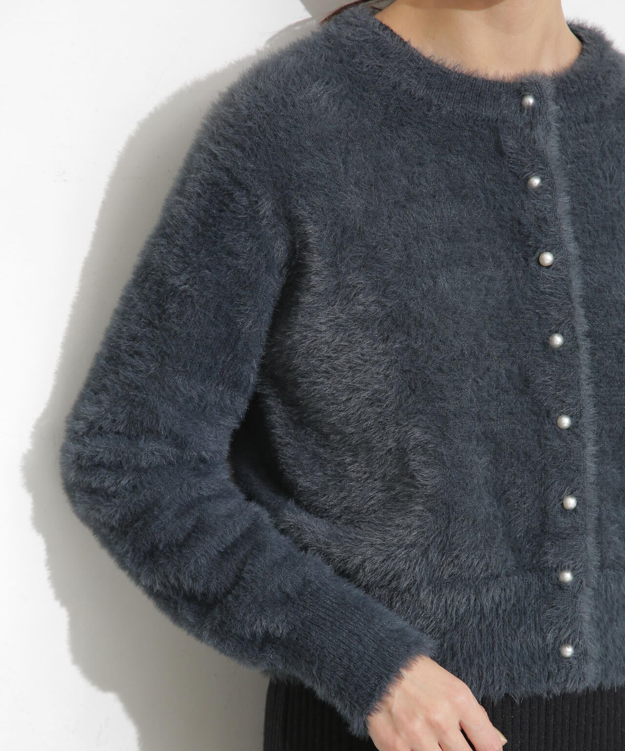 フェザーカーディガン＋リブワンピース 