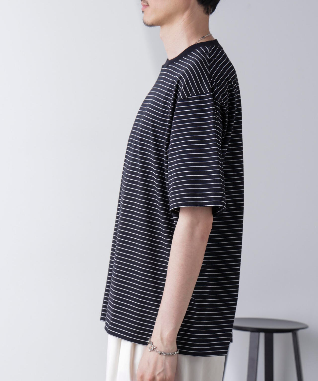 ピンボーダーバイオシルケットクルーネックTシャツ 6684224210