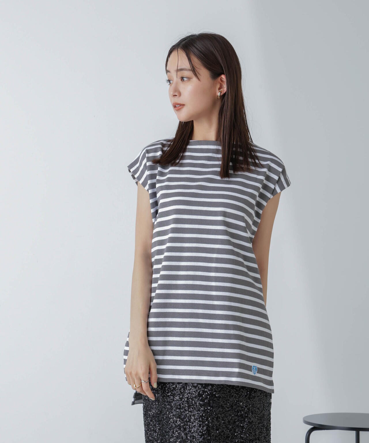 ORCIVAL/ロングスリット スリーブレス ボートネック PO 6714124035