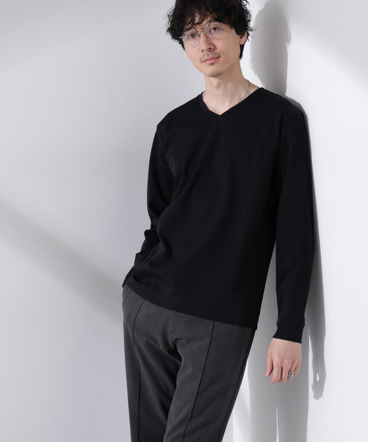 アンチスメル VネックTシャツ 長袖 6725123206