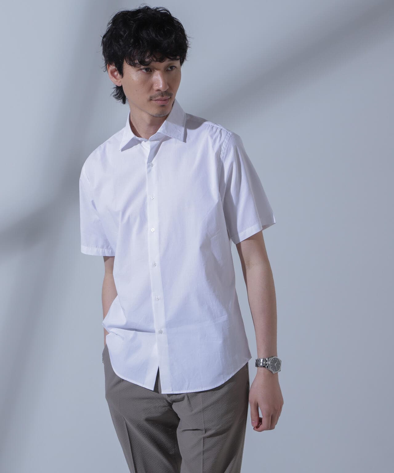 「N SHIRTS」AntiSoaked(R)汗染み防止セミワイドカラーシャツ半袖 6684121208