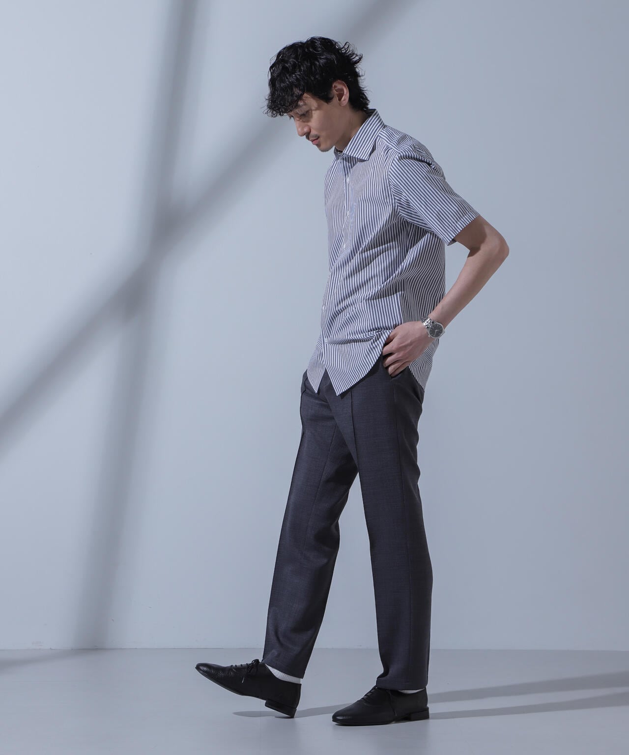 「N SHIRTS」AntiSoaked(R)汗染み防止セミワイドカラーシャツ半袖 6684121208