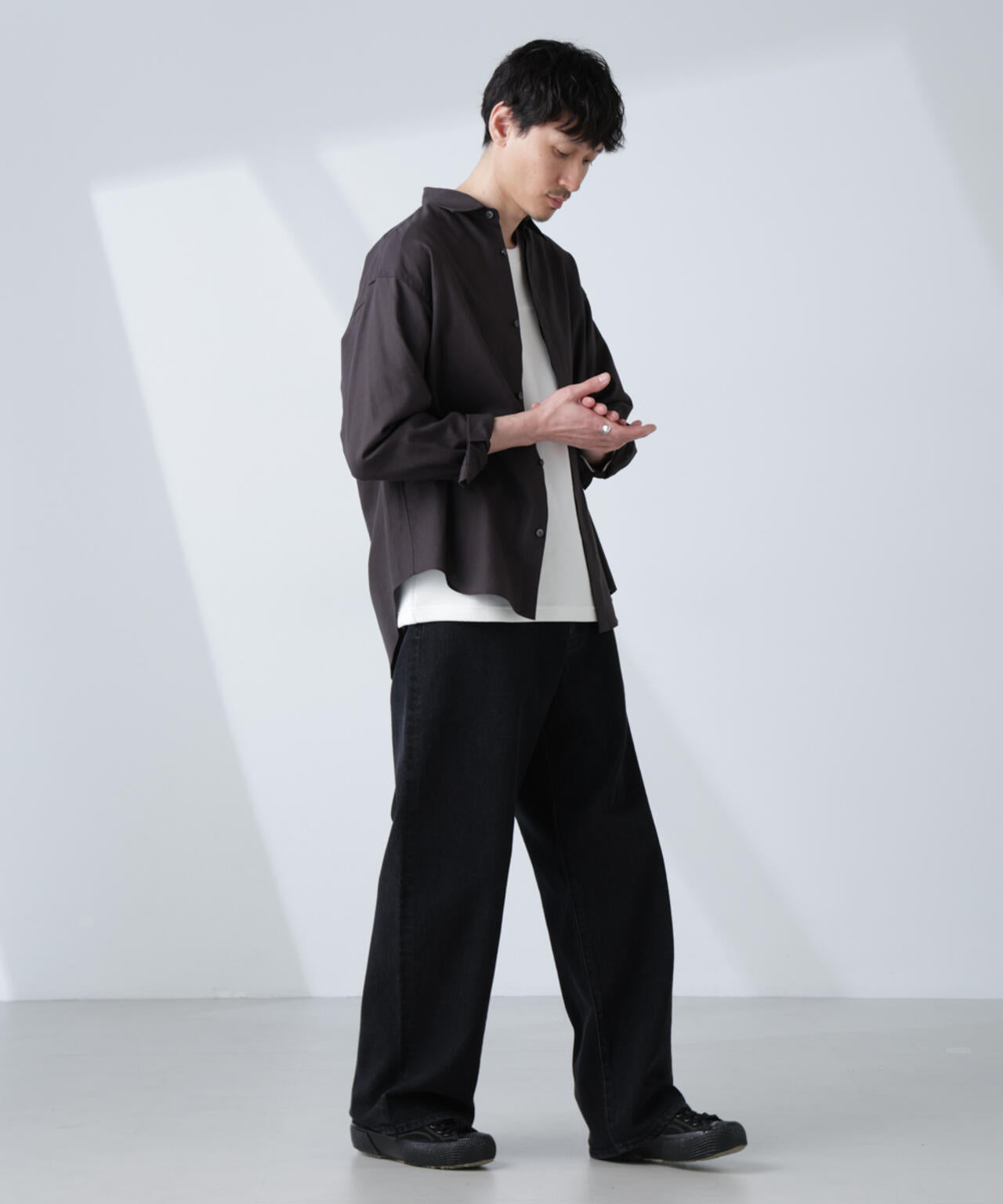 「BELGIUM LINEN FABRICS」リネンコットンレギュラーシャツ 6685120218