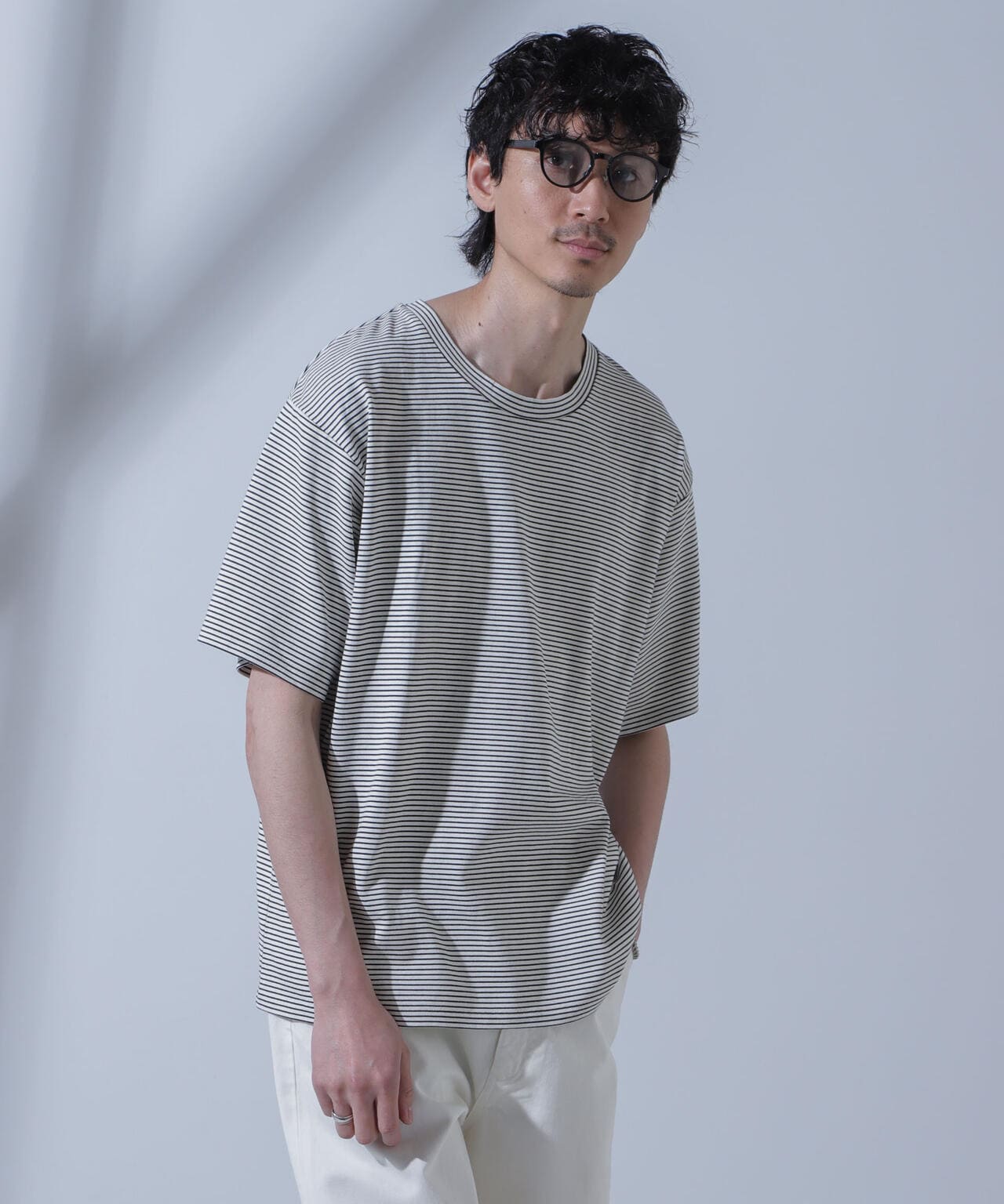 Anti Soaked(R) 汗染み防止 ピンボーダークルーネックTシャツ