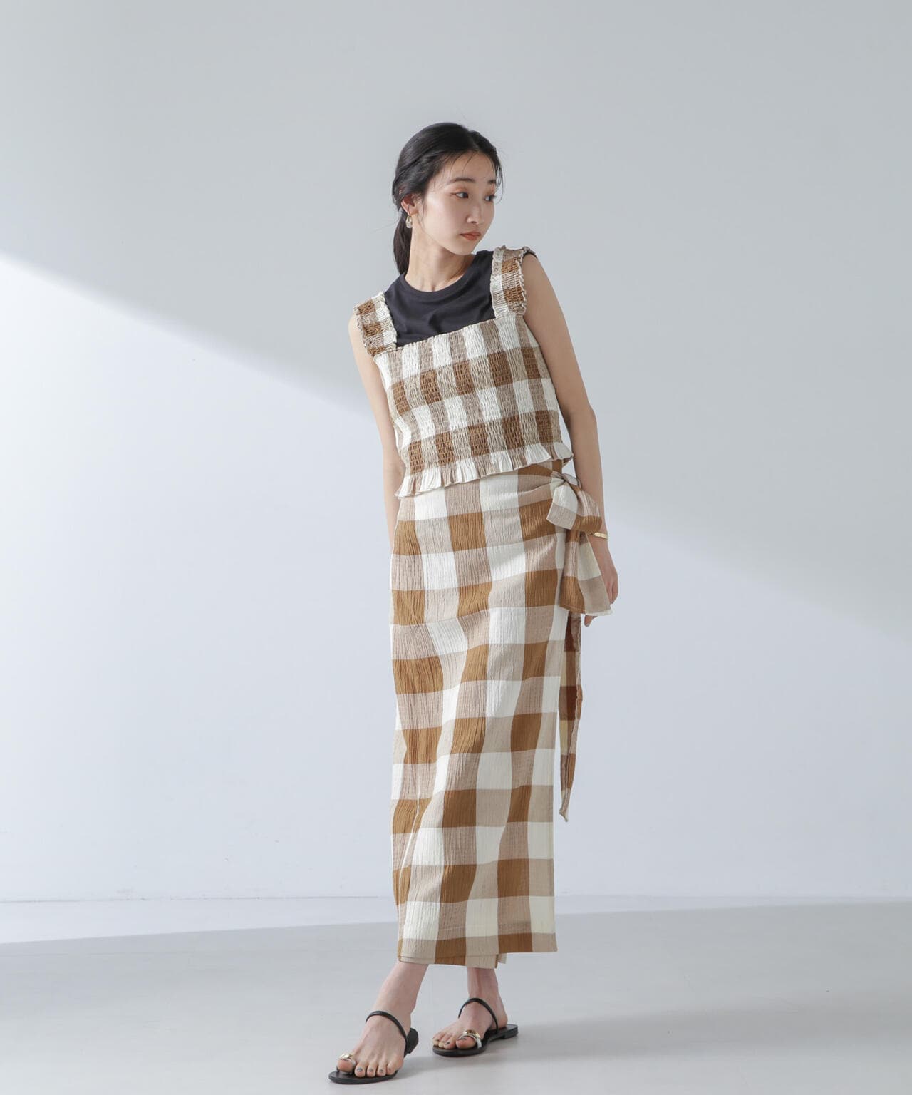 RITA ROW/Checkered pareo skirt 6714130010