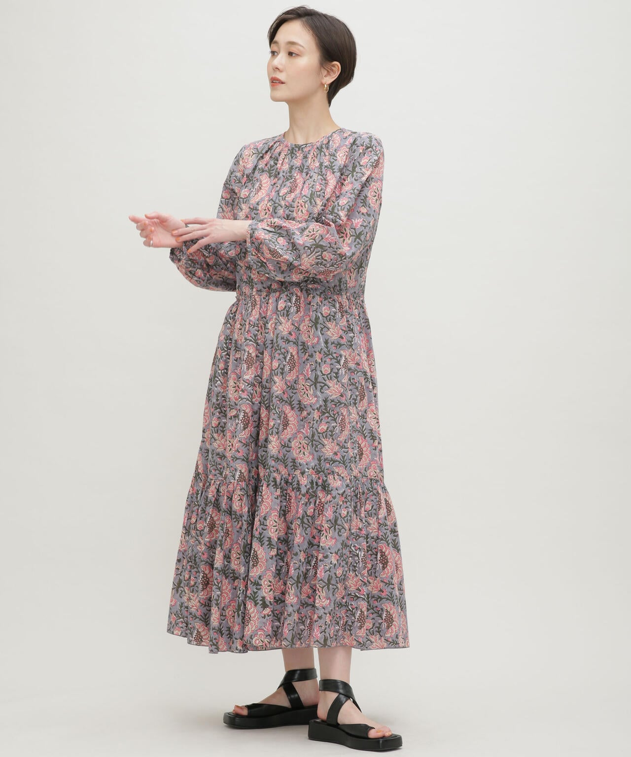 H.A.O/Block Print L/S Dress 6713119074