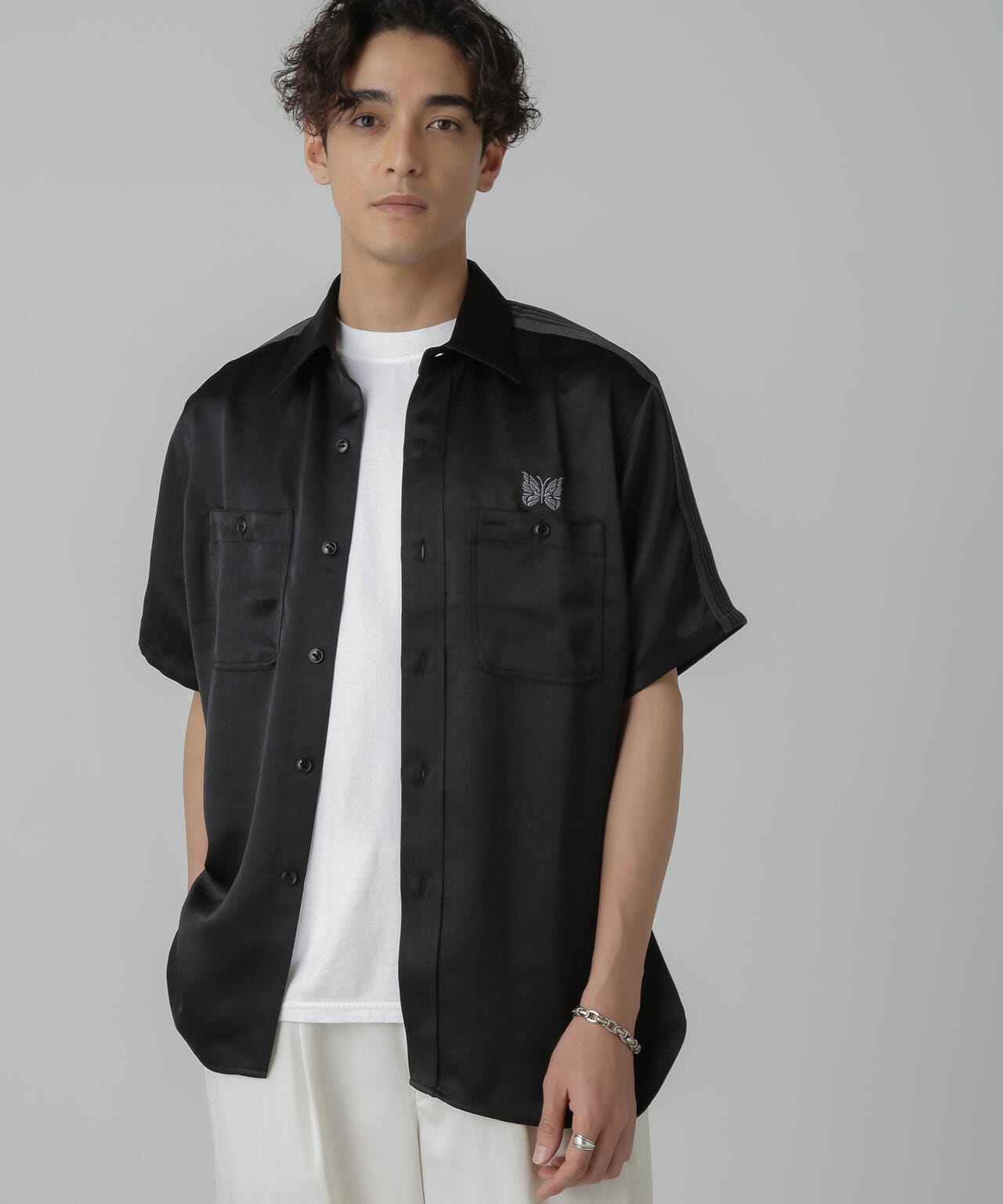 Needles/別注 S/S WORK Shirt Poly Sateen - ブラック / L