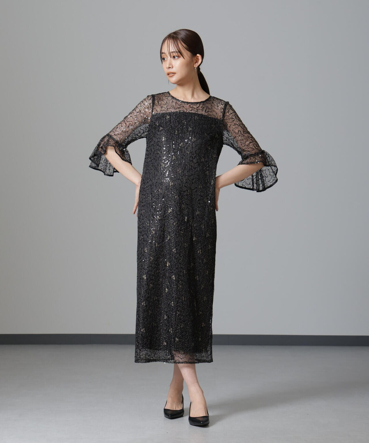 troisiemechaco/SPANGLE LACE ワンピース 6714219027