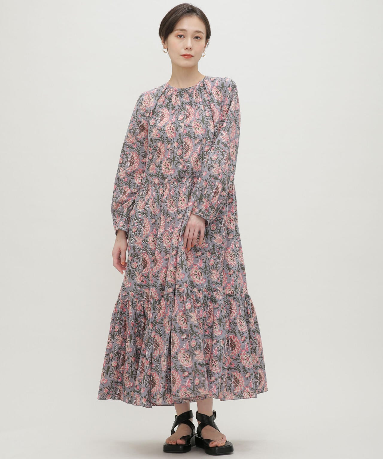 H.A.O/Block Print L/S Dress 6713119074