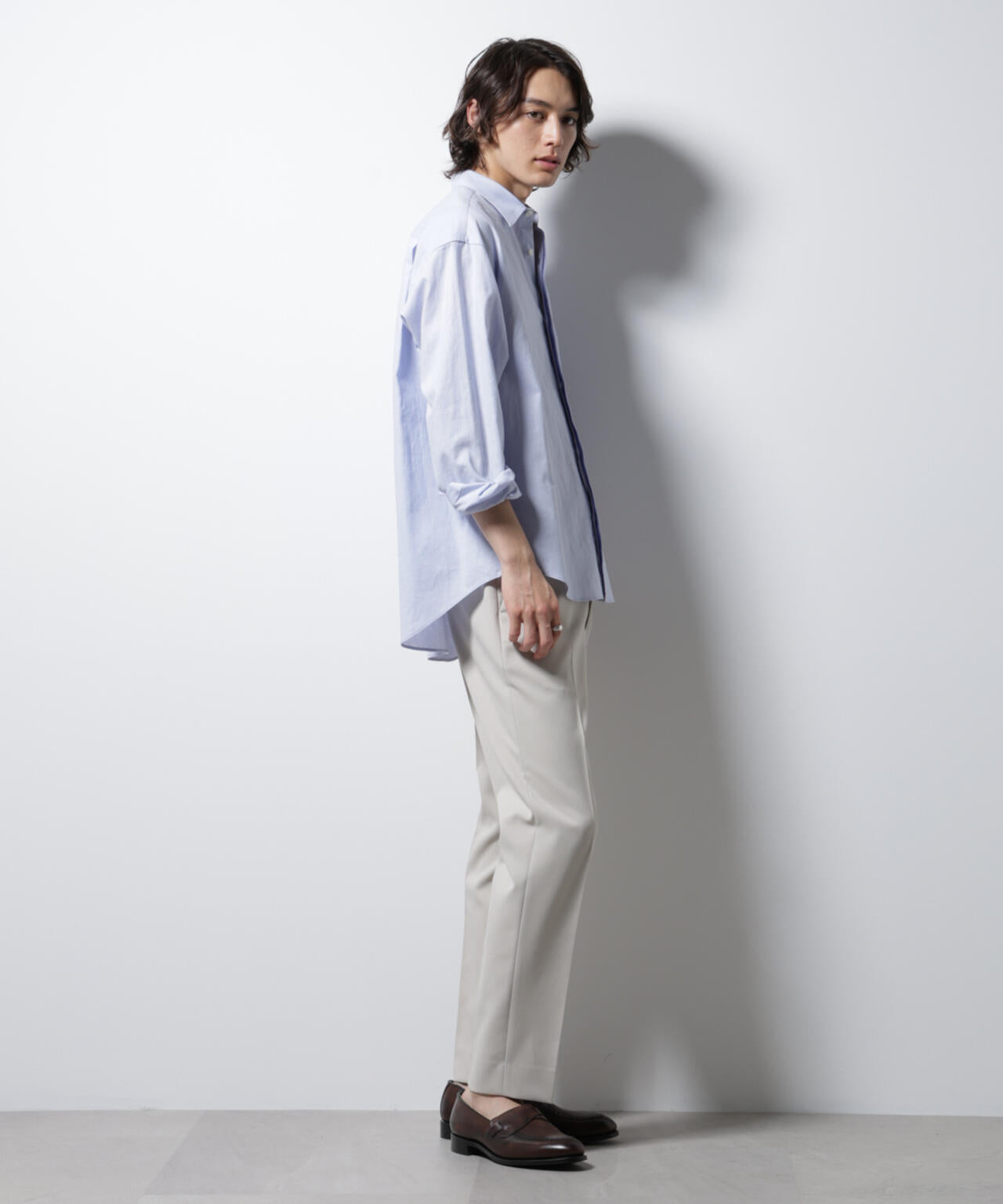 「BELGIUM LINEN FABRICS」リネンコットンレギュラーシャツ 6685120218