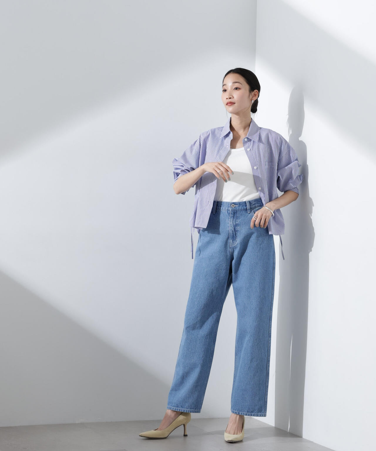 テーパードストレートデニムパンツ（セットアップ可） 6735127308