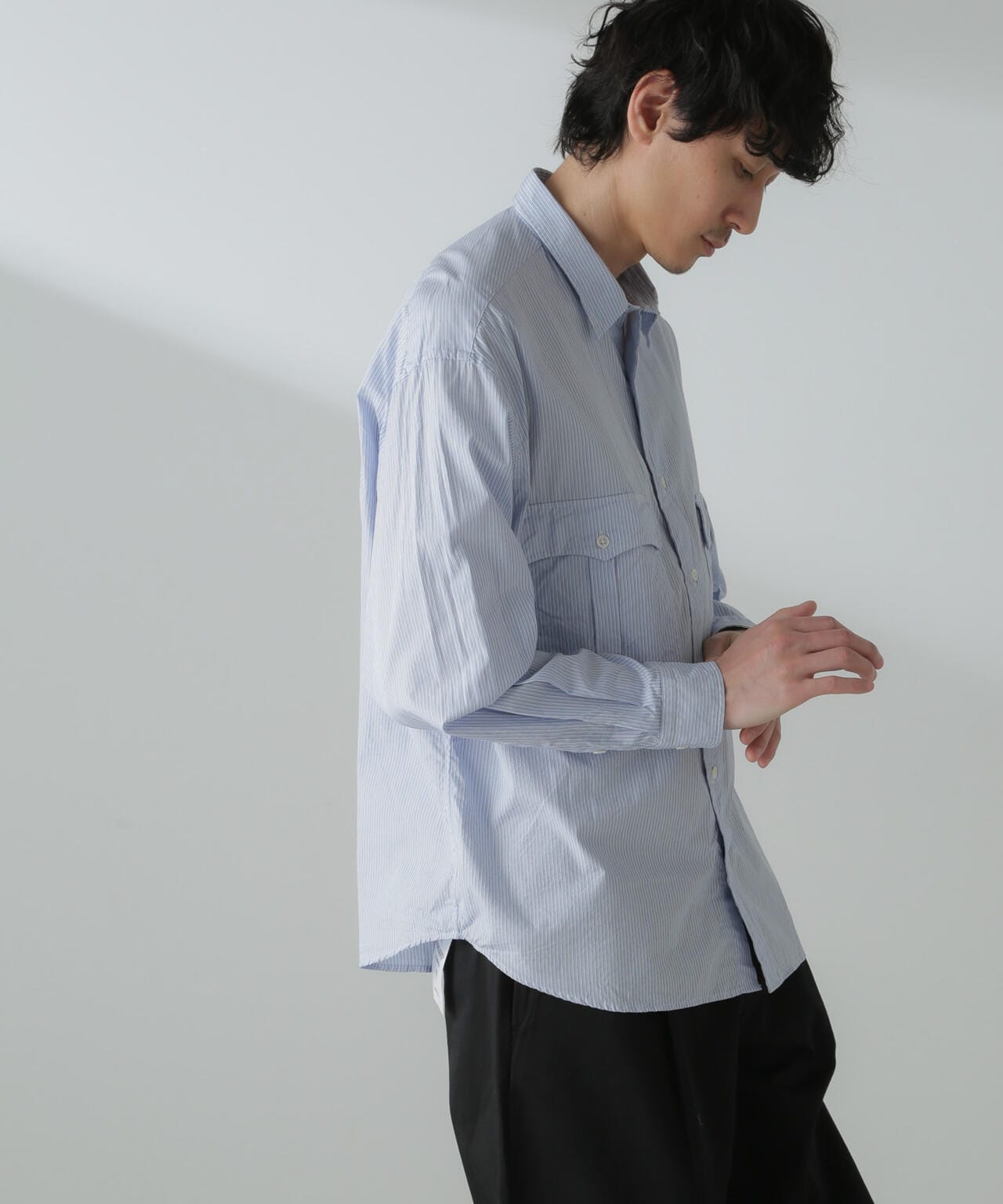 Porter Classic / ROLL UP STRIPE SHIRT