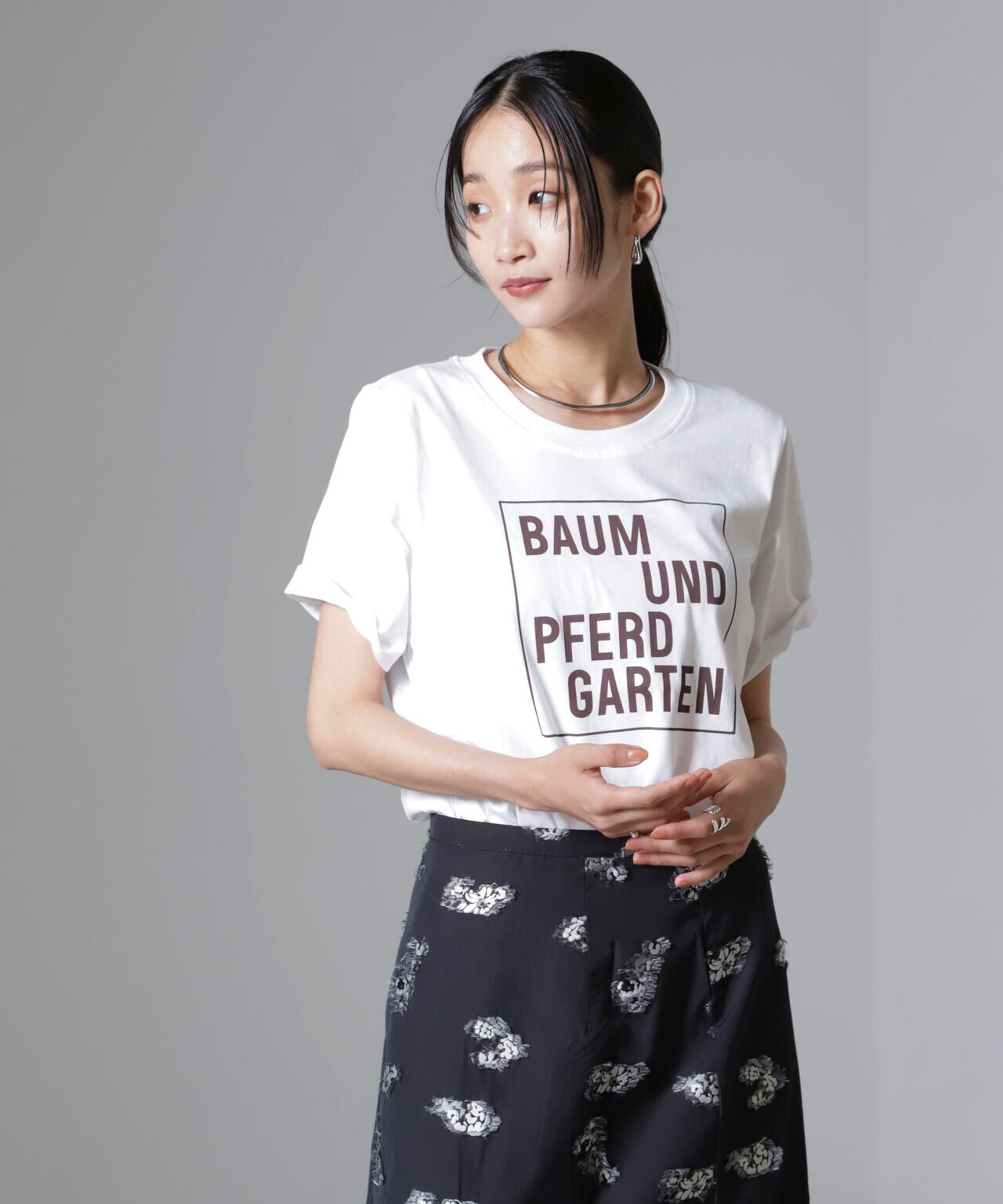 Baum und Pferdgarten/Cotton Jerse Tシャツ 6714224001