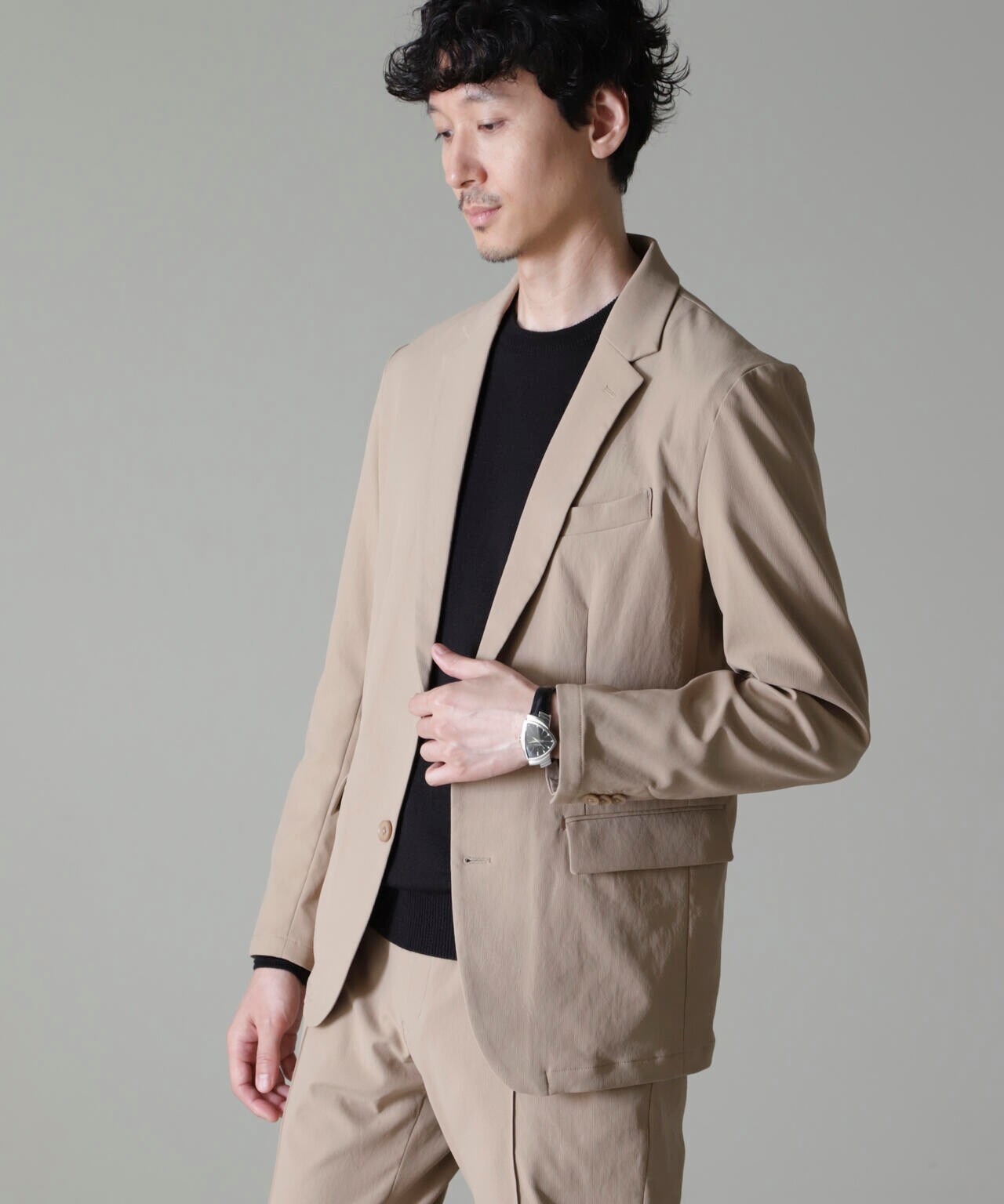 ｢N JACKET BASIC｣RENU(R)撥水ダブルフェイスストレッチジャケット(セットアップ可)