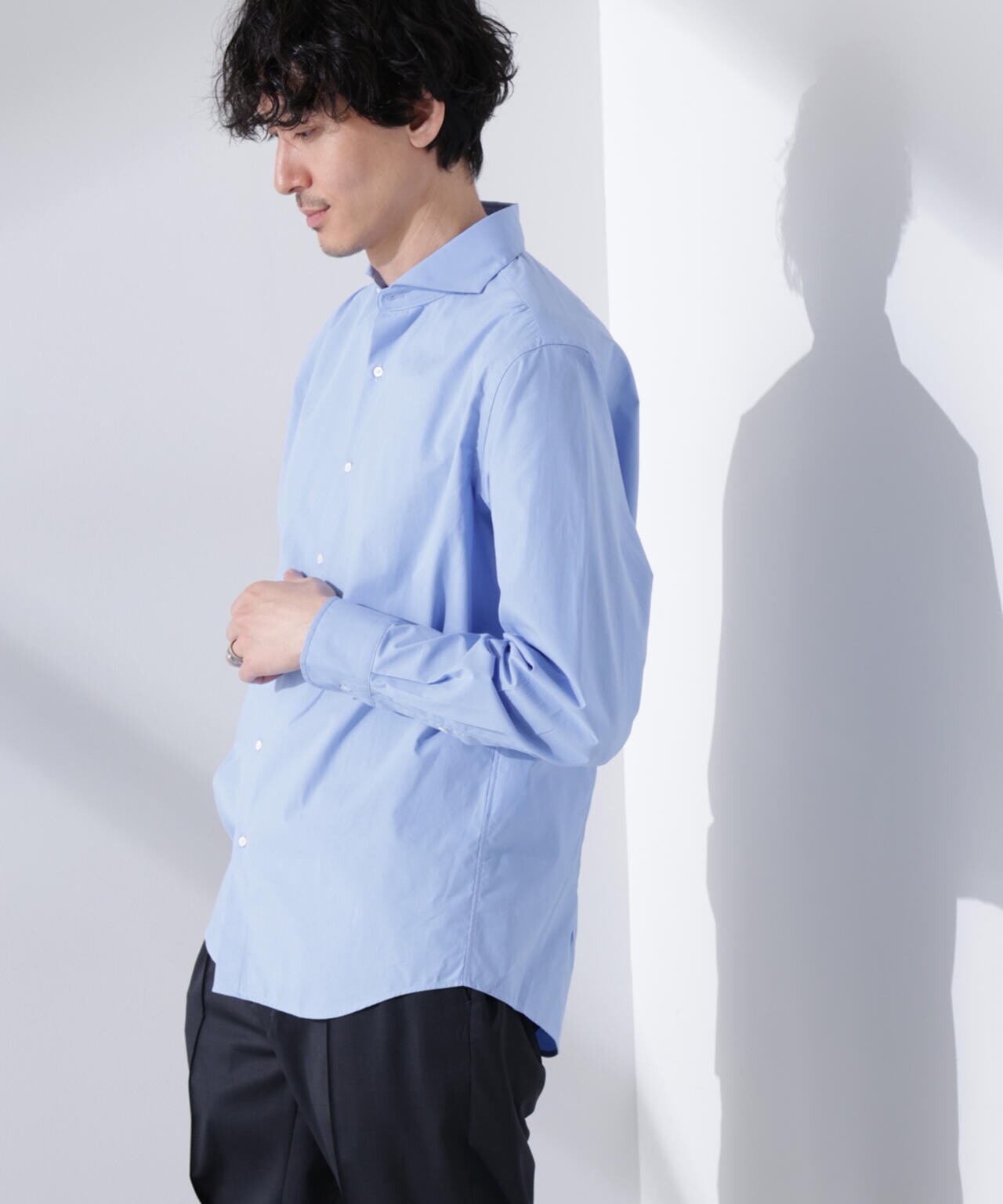 ｢N shirt｣Anti Soaked(R) 汗染み防止ホリゾンタルカラーシャツ長袖 6685120202