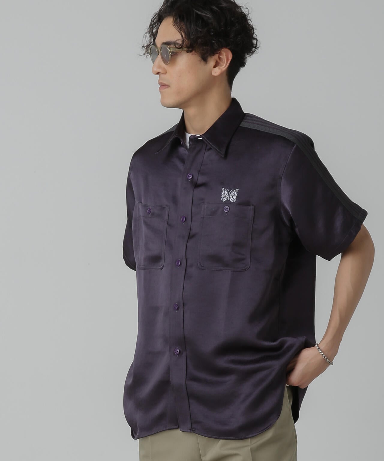 Needles/別注 S/S Work Shirt Poly Sateen 6704121011