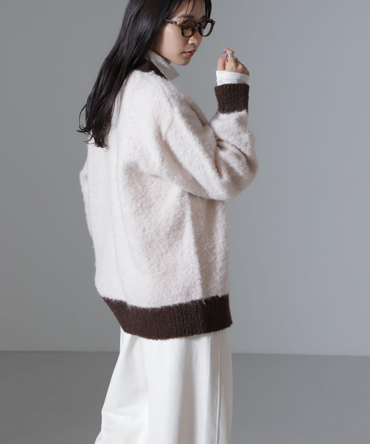 PENNEYS 別注 The FOX バイカラー vネック カーディガン