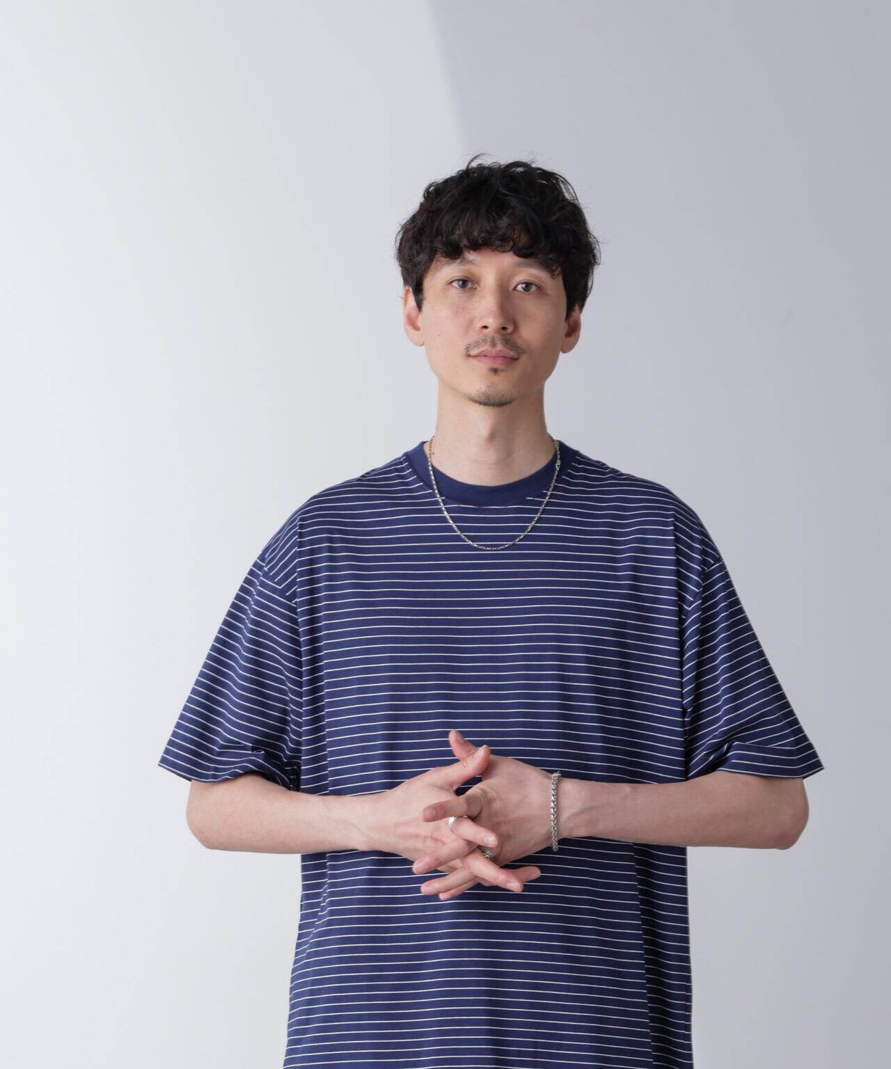 ピンボーダーバイオシルケットクルーネックTシャツ 6684224210