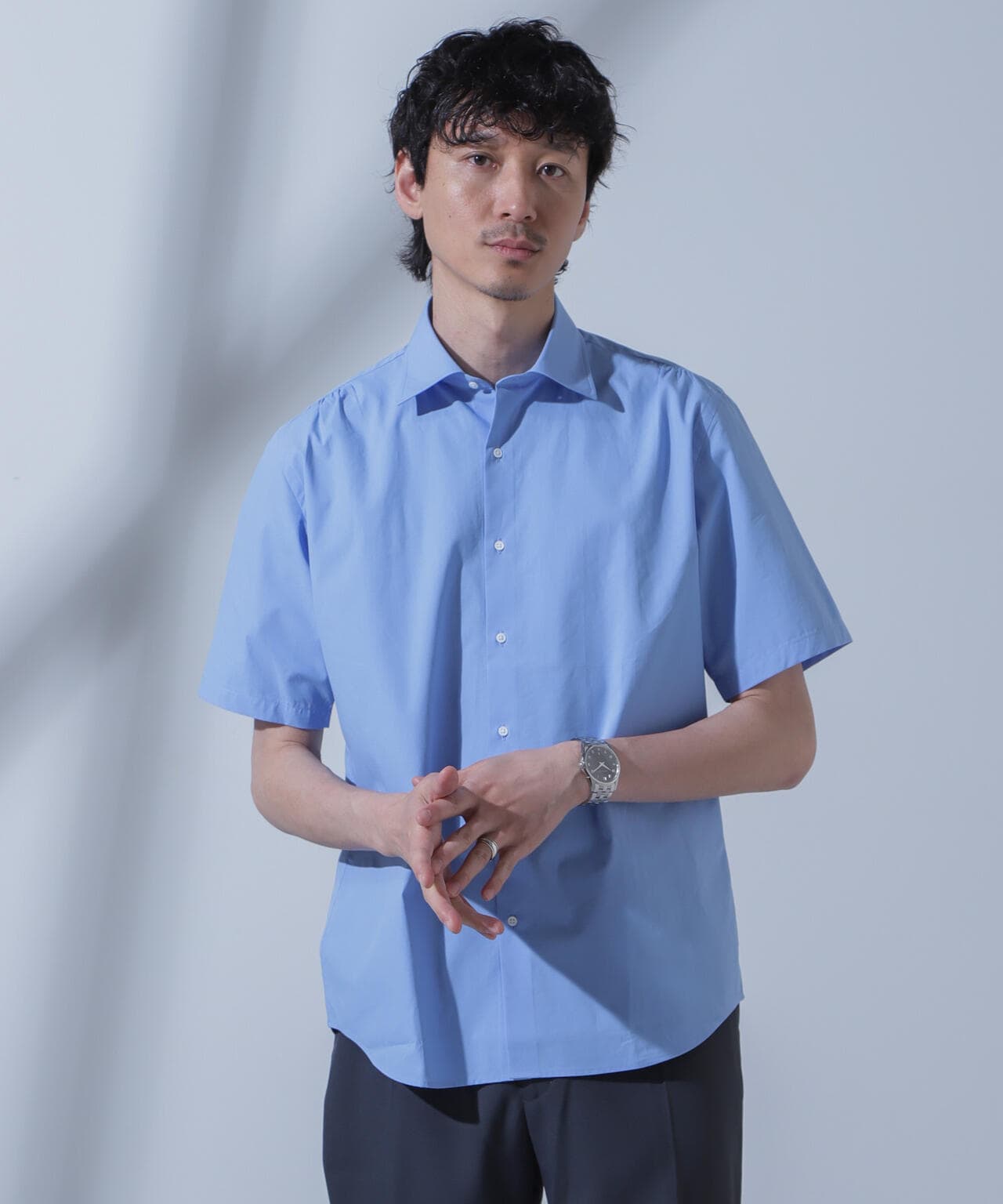 「N SHIRTS」AntiSoaked(R)汗染み防止セミワイドカラーシャツ半袖 6684121208