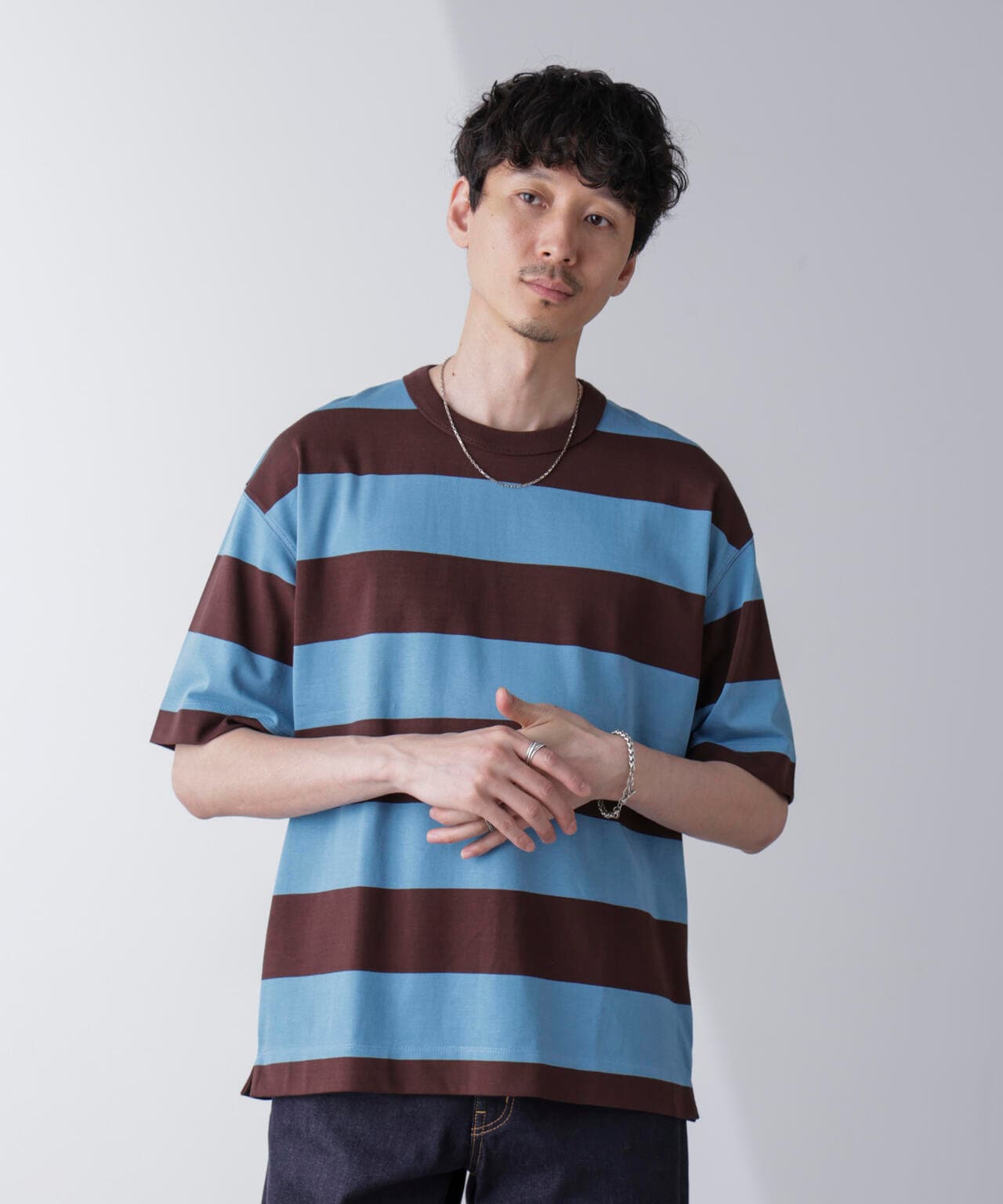 ワイドボーダーTシャツ 半袖 6724224232