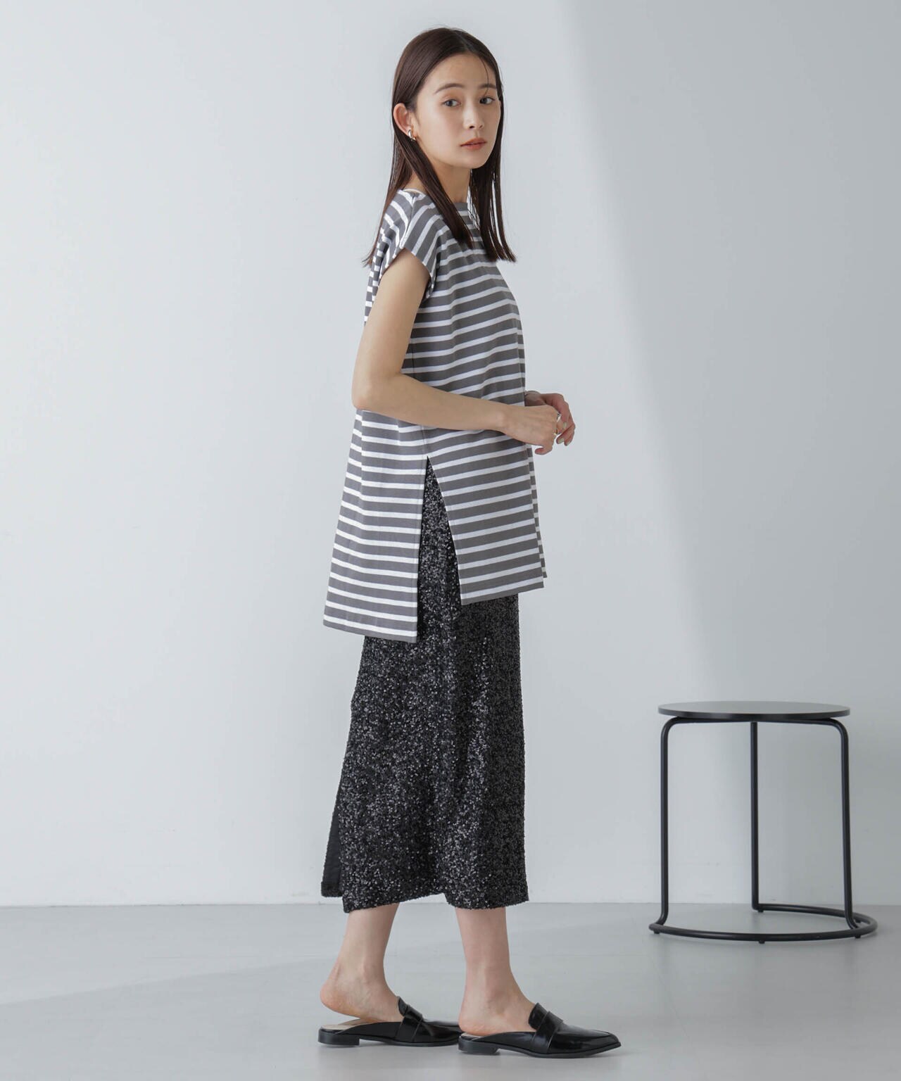 ORCIVAL/ロングスリット スリーブレス ボートネック PO 6714124035