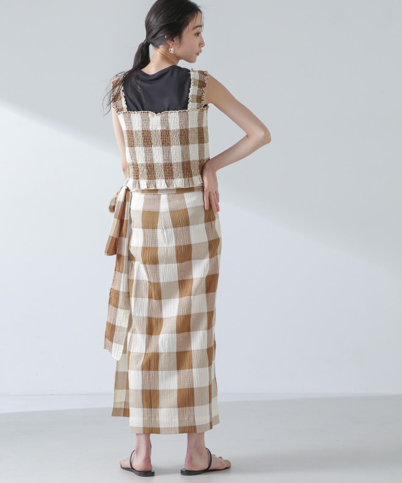 RITA ROW/Checkered pareo skirt 6714130010