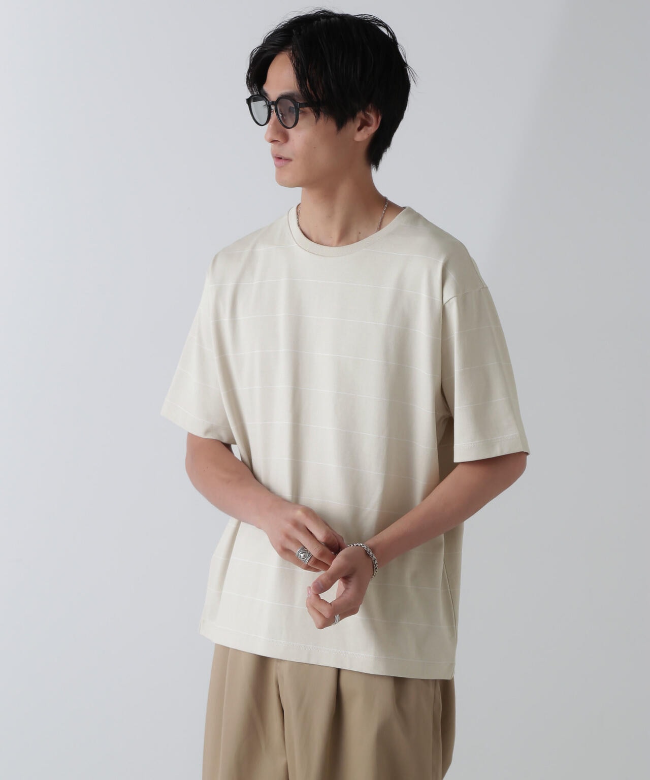 リラックス ボーダー Tシャツ 半袖