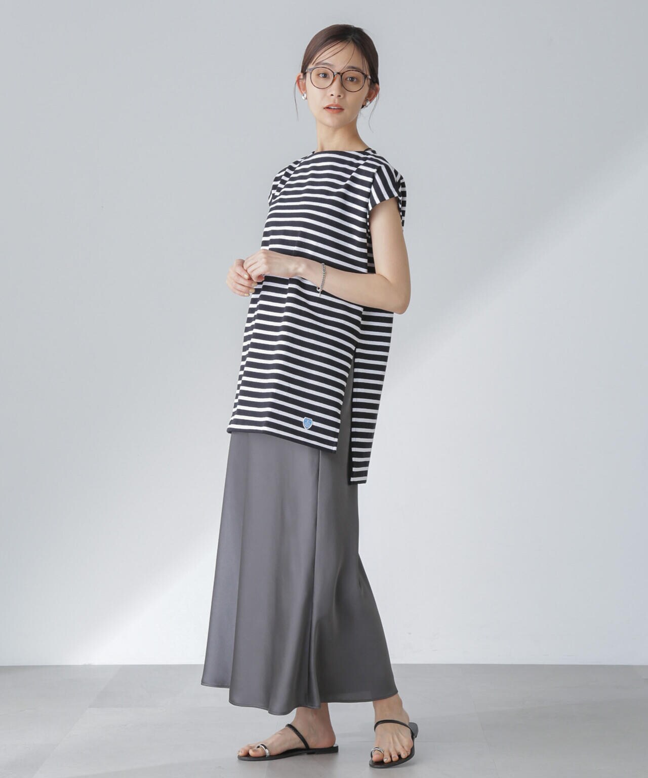 ORCIVAL/ロングスリット スリーブレス ボートネック PO 6714124035