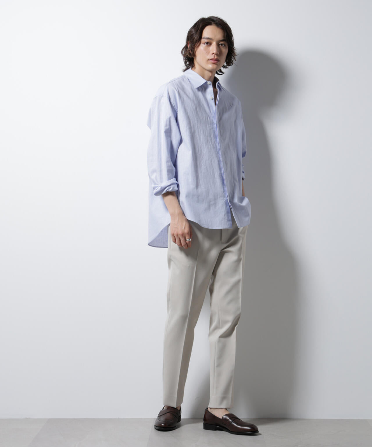 「BELGIUM LINEN FABRICS」リネンコットンレギュラーシャツ 6685120218