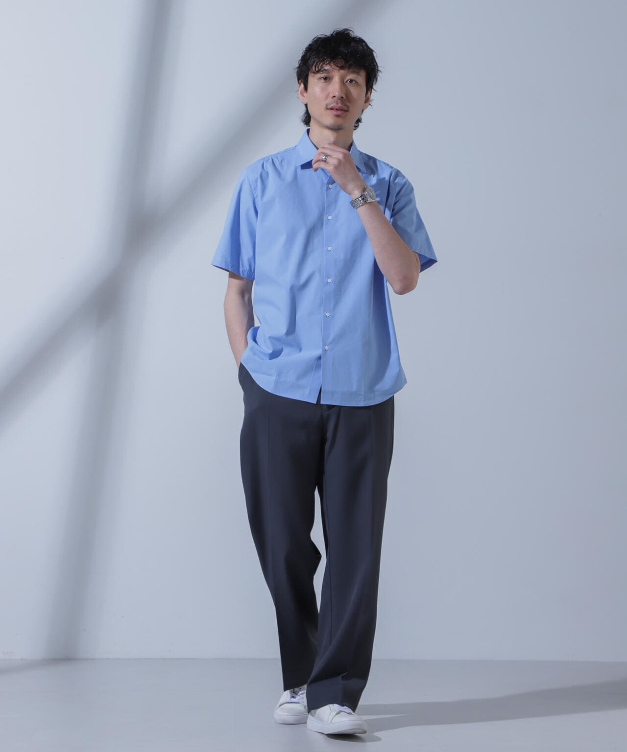 「N SHIRTS」AntiSoaked(R)汗染み防止セミワイドカラーシャツ半袖 6684121208