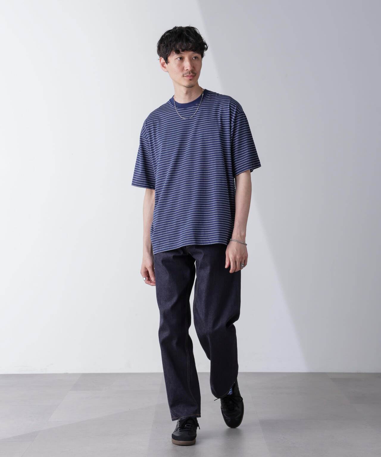 ピンボーダーバイオシルケットクルーネックTシャツ 6684224210