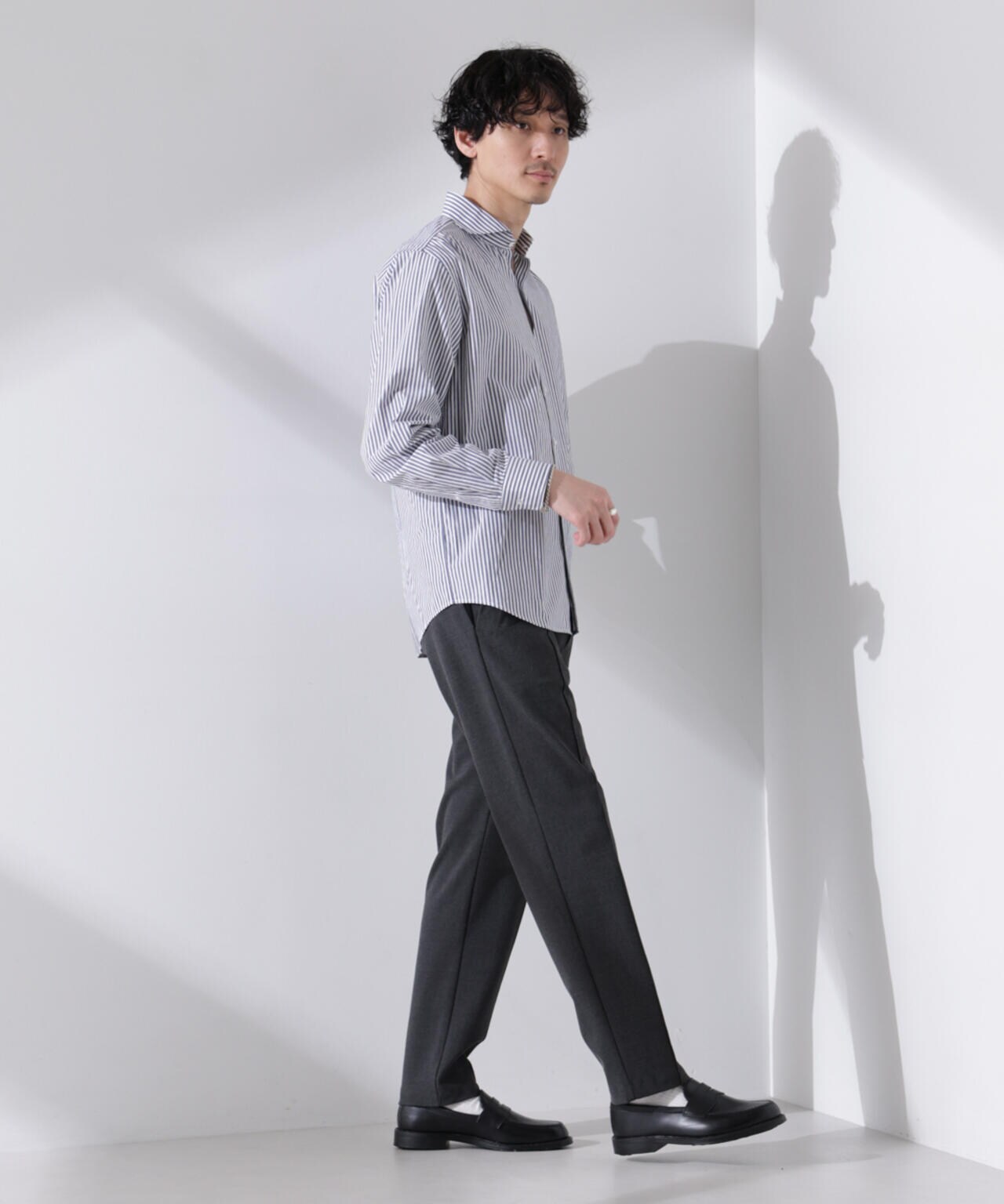 ｢N shirt｣Anti Soaked(R) 汗染み防止ホリゾンタルカラーシャツ長袖 6685120202