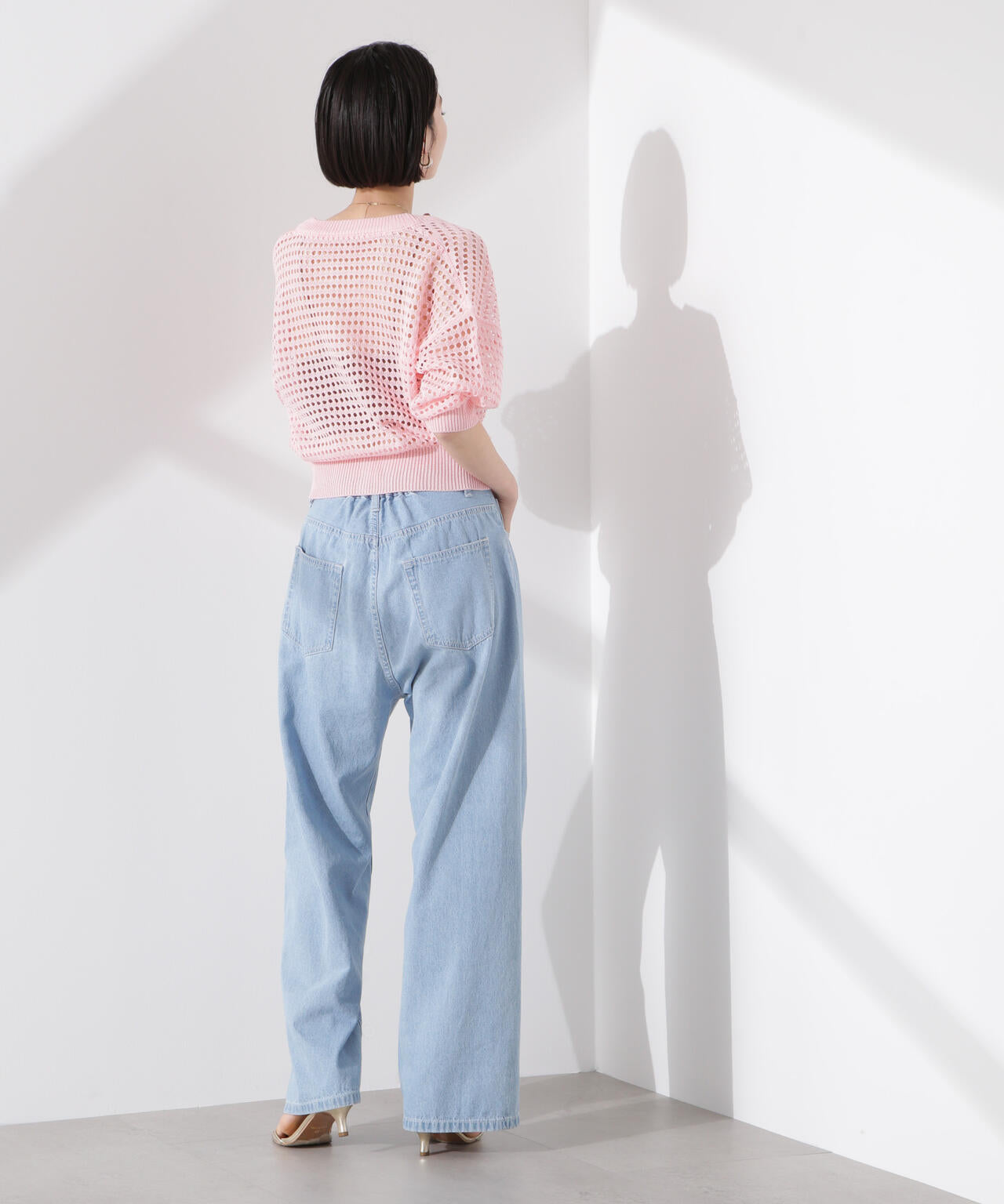 メッシュ ニット ジップ カーディガン