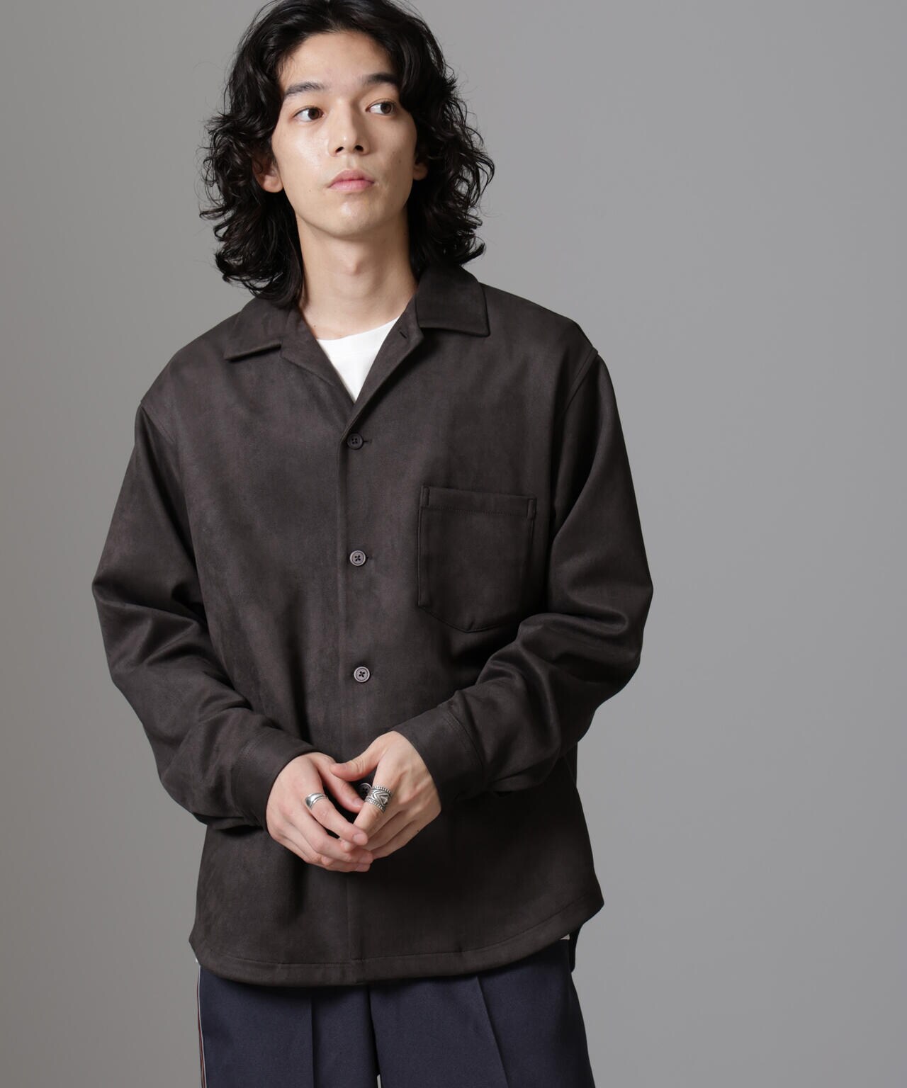 フェイク スエード シャツ 長袖