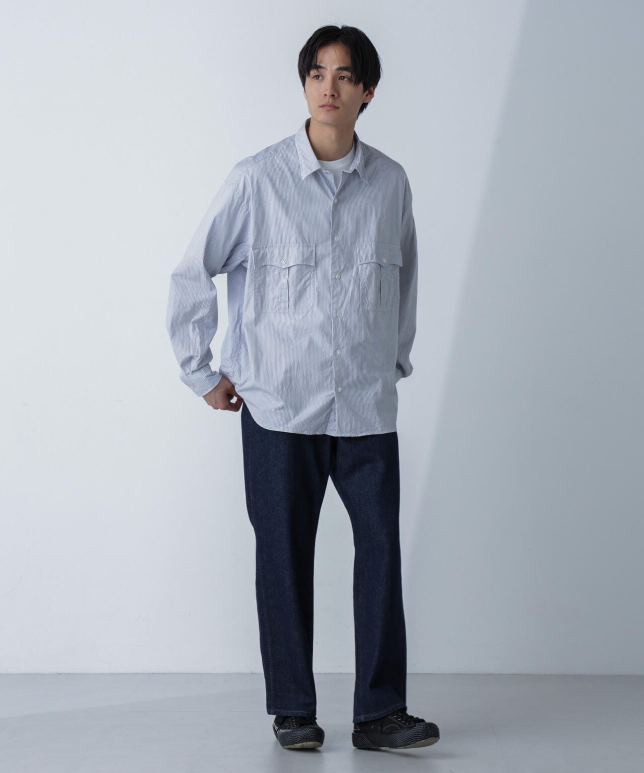 PORTER CLASSIC/ROLL UP STRIPE SHIRT