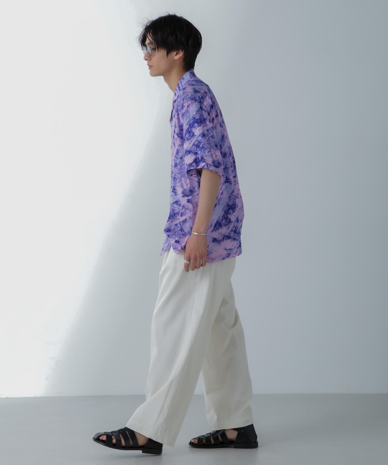 White Mountaineering/JUNGLE PATTERN OPEN COLLAR S/S 6704121016