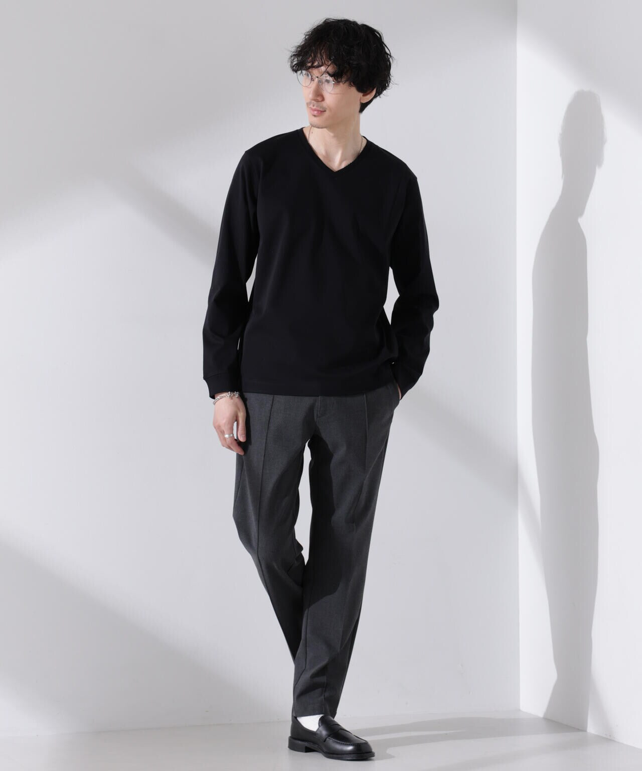 アンチスメル VネックTシャツ 長袖 6725123206